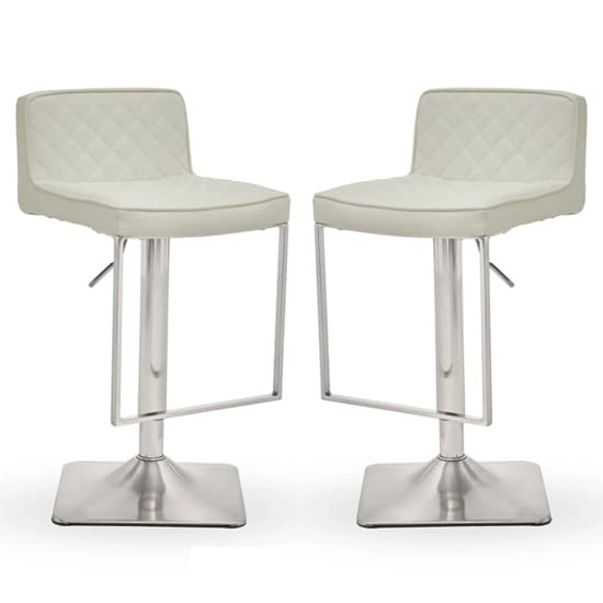 Baino White Leather Bar Chairs With Chrome Footrest In A Pair_1