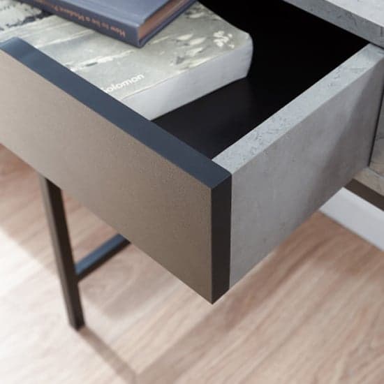 Thrupp Wooden Computer Desk In Concrete And Black Drawer_3