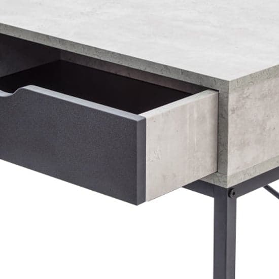 Thrupp Wooden Computer Desk In Concrete And Black Drawer_5