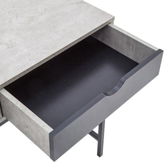 Thrupp Wooden Computer Desk In Concrete And Black Drawer_6