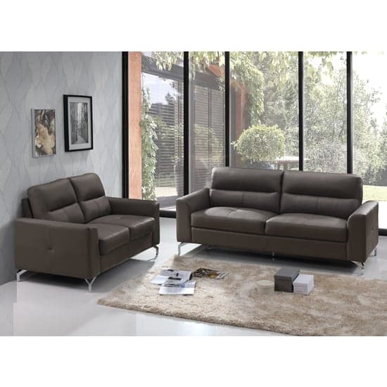Tenino Leathaire Fabric 3 Seater Sofa In Grey_2