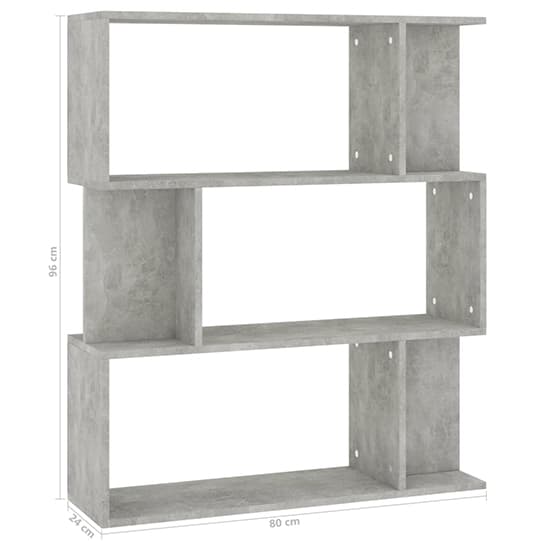 Tenley Wooden Bookcase And Room Divider In Concrete Effect_5