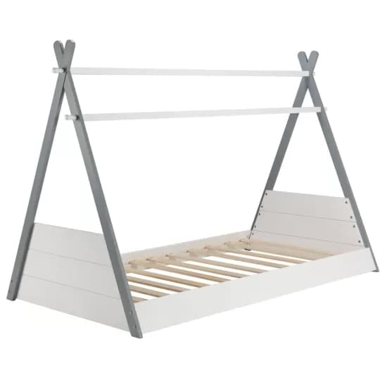 Tepees Wooden Single Bed In White And Grey_3