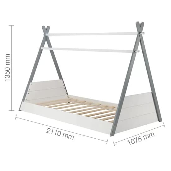 Tepees Wooden Single Bed In White And Grey_4