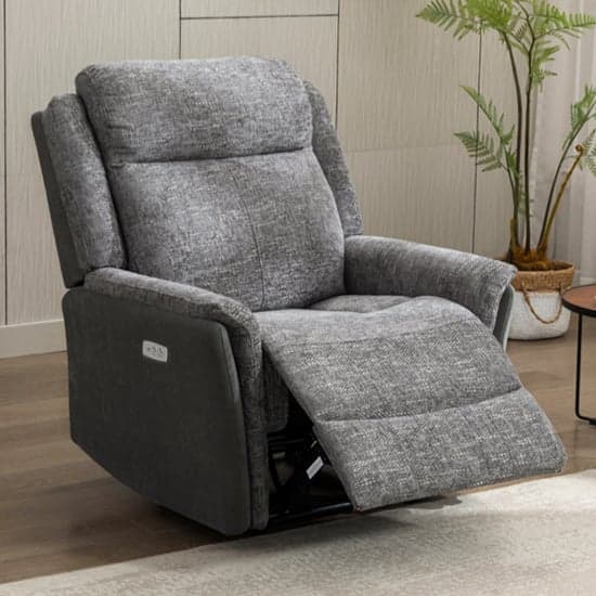 Ternate Electric Fabric Recliner 1 Seater Sofa In Fusion Grey_1