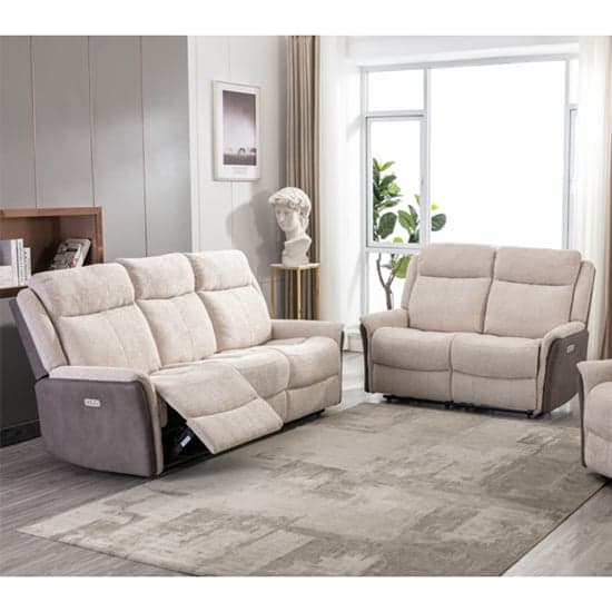 Ternate Electric Fabric Recliner 3+2 Sofa Set In Fusion Beige_1
