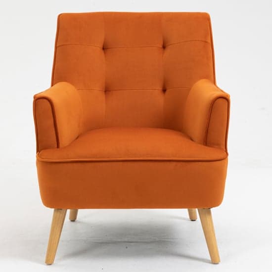 Terni Velvet Fabric Bedroom Chair In Burnt Orange With Oak Legs_2