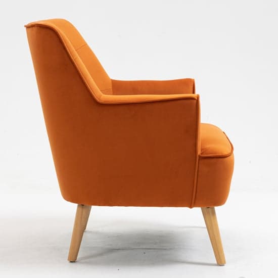 Terni Velvet Fabric Bedroom Chair In Burnt Orange With Oak Legs_3