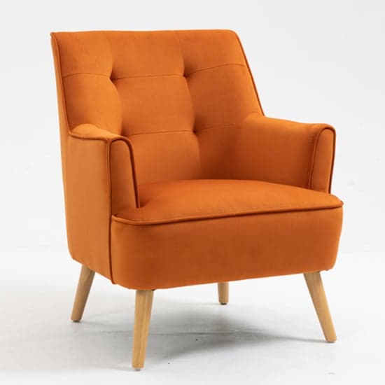 Terni Velvet Fabric Bedroom Chair In Burnt Orange With Oak Legs_4