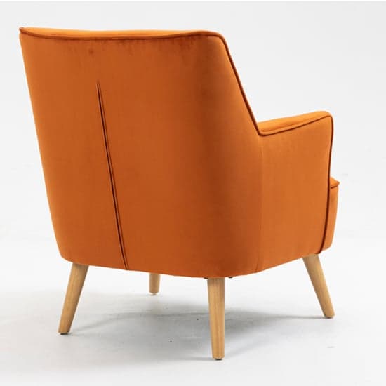 Terni Velvet Fabric Bedroom Chair In Burnt Orange With Oak Legs_5
