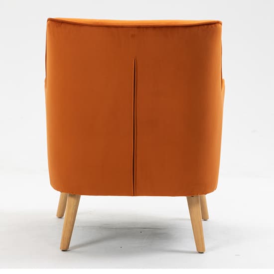 Terni Velvet Fabric Bedroom Chair In Burnt Orange With Oak Legs_6