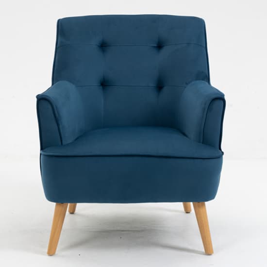 Terni Velvet Fabric Bedroom Chair In Navy With Oak Legs_2