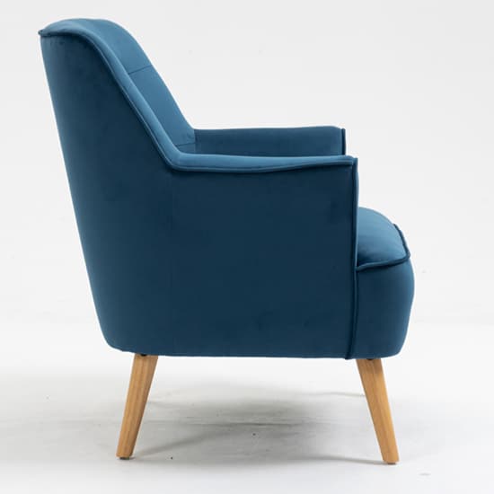Terni Velvet Fabric Bedroom Chair In Navy With Oak Legs_3