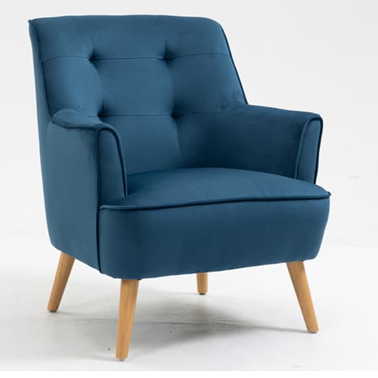 Terni Velvet Fabric Bedroom Chair In Navy With Oak Legs_4