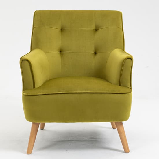 Terni Velvet Fabric Bedroom Chair In Pistachio With Oak Legs_2
