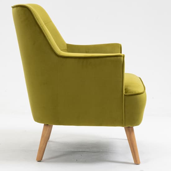 Terni Velvet Fabric Bedroom Chair In Pistachio With Oak Legs_3