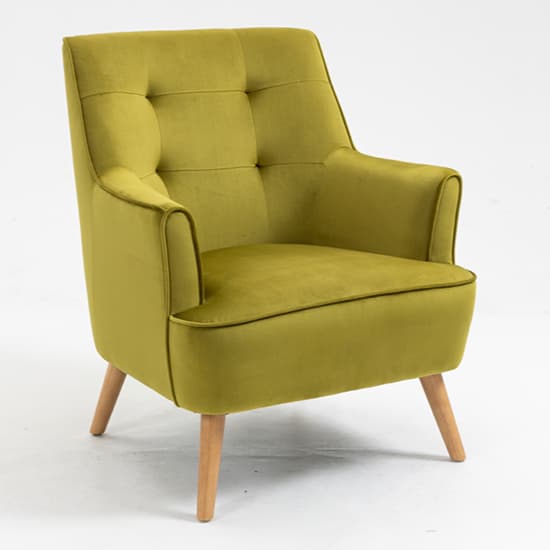 Terni Velvet Fabric Bedroom Chair In Pistachio With Oak Legs_4