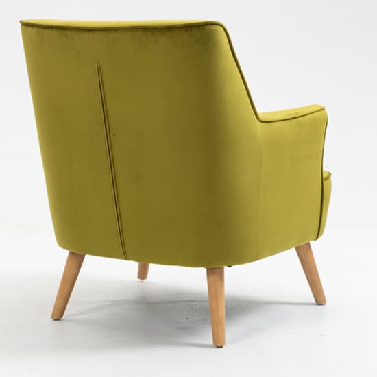Terni Velvet Fabric Bedroom Chair In Pistachio With Oak Legs_5