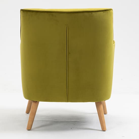Terni Velvet Fabric Bedroom Chair In Pistachio With Oak Legs_6