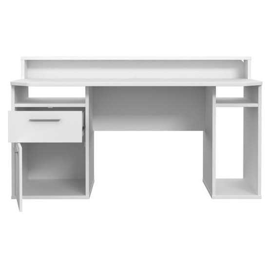 Terni Wooden Gaming Desk 1 Door 1 Drawer In White With Blue LED_5