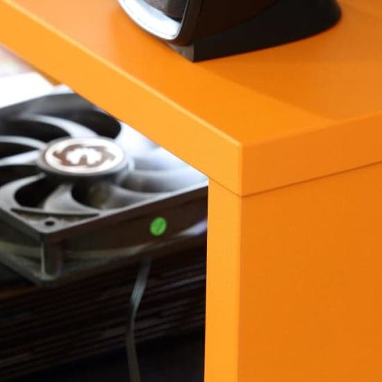 Terni Wooden Gaming Desk In Matt Black And Orange With LED_4