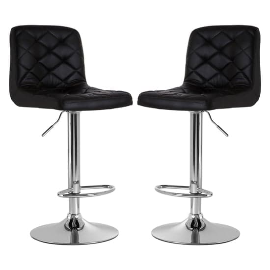 Terot Black Faux Leather Bar Chairs With Chrome Base In A Pair_1