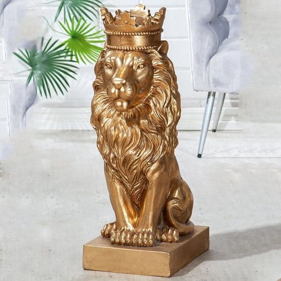 Terrell Magnesia Lion Sculpture In Gold_1