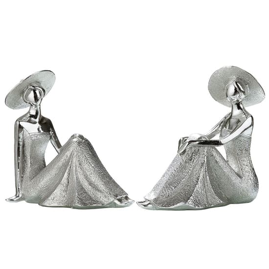 Terrell Polyresin Lady Diva Sitting II Sculpture In Silver_2