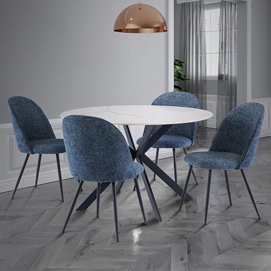 Terrell Round High Gloss Sintered Stone Dining Table In White_4