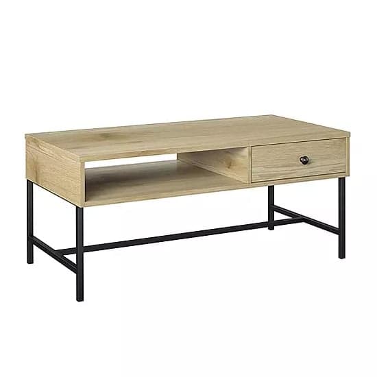 Terrell Wooden Coffee Table With 1 Drawer In Linseed Oak_2