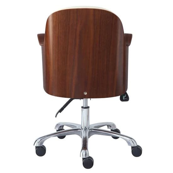 Terrence Faux Leather Office Chair In Cream And Walnut Finish_4