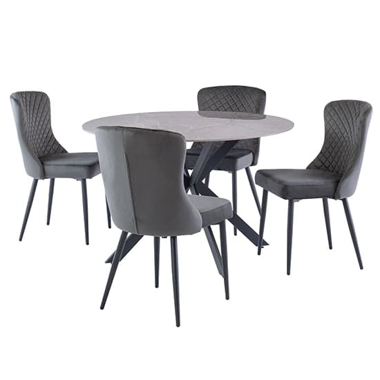 Terri 120cm Round Marble Dining Table In Grey_3