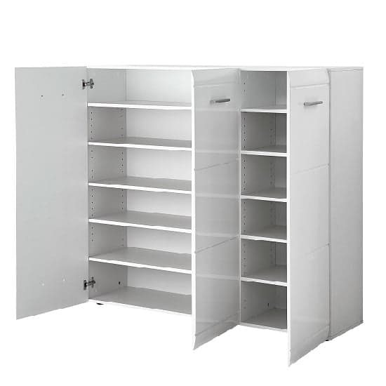 Adrian Large Shoe Cabinet In White Gloss Fronts With 3 Doors_2