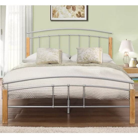 Tetra Metal Double Bed In Beech And Silver_2