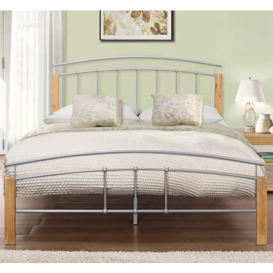 Tetra Metal King Size Bed In Beech And Silver_2