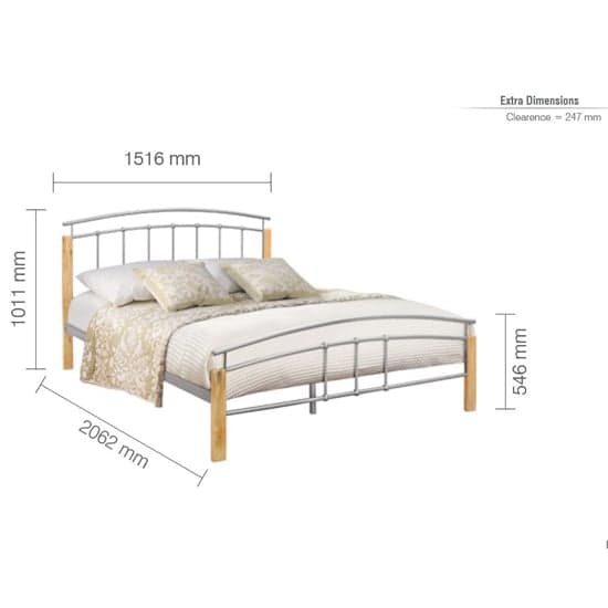 Tetra Metal King Size Bed In Beech And Silver_4