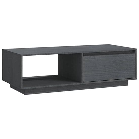 Tevie Solid Pinewood Coffee Table With 1 Door In Grey_3