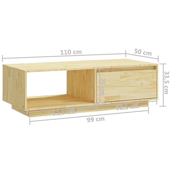 Tevie Solid Pinewood Coffee Table With 1 Door In Natural_6