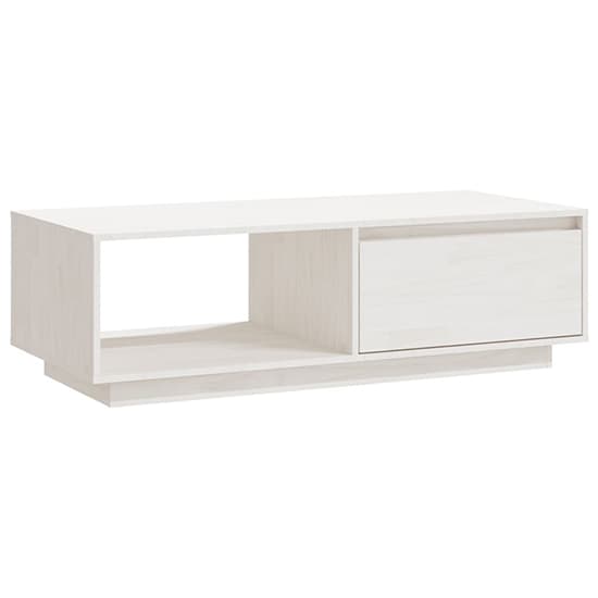 Tevie Solid Pinewood Coffee Table With 1 Door In White_3
