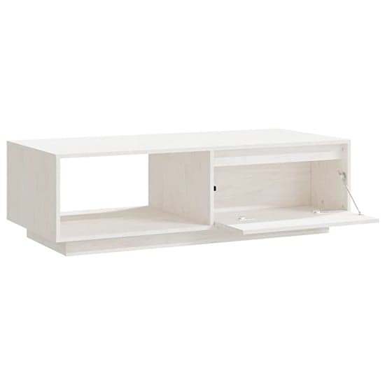 Tevie Solid Pinewood Coffee Table With 1 Door In White_4