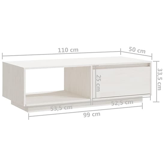 Tevie Solid Pinewood Coffee Table With 1 Door In White_6