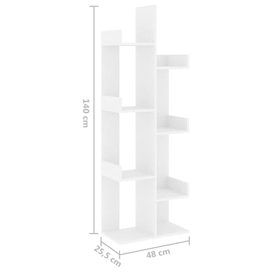 Tevin Wooden Bookshelf With 8 Compartments In White_5