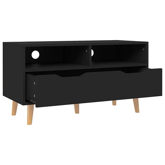 Tevy Wooden TV Stand With 1 Drawer 2 Shelves In Black_4