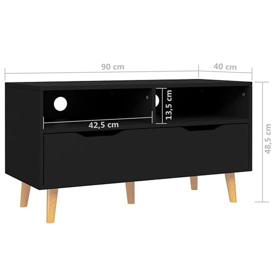 Tevy Wooden TV Stand With 1 Drawer 2 Shelves In Black_5
