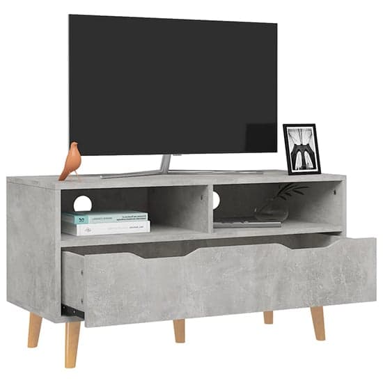 Tevy Wooden TV Stand With 1 Drawer 2 Shelves In Concrete Effect_2