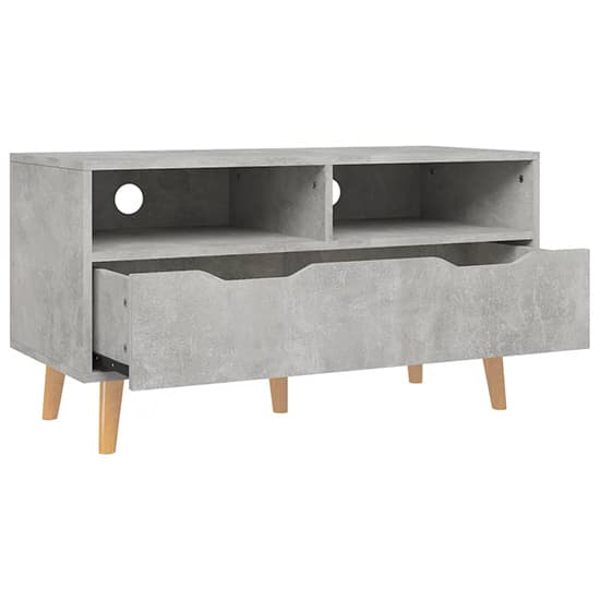 Tevy Wooden TV Stand With 1 Drawer 2 Shelves In Concrete Effect_4