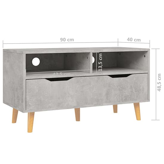 Tevy Wooden TV Stand With 1 Drawer 2 Shelves In Concrete Effect_5
