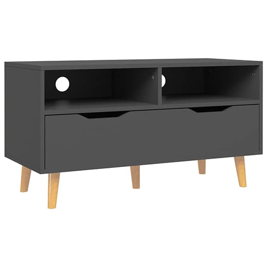 Tevy Wooden TV Stand With 1 Drawer 2 Shelves In Grey_3
