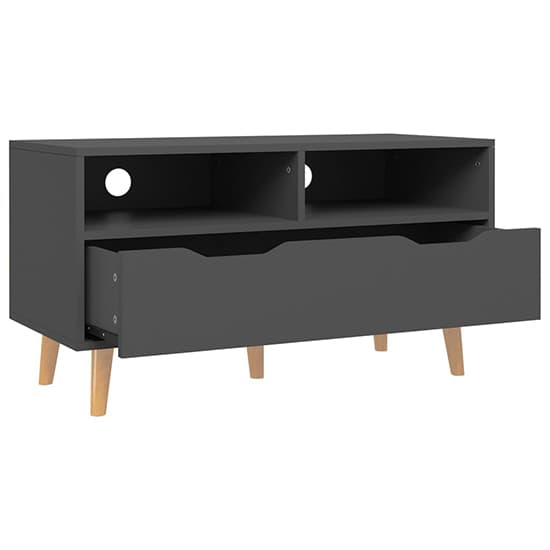 Tevy Wooden TV Stand With 1 Drawer 2 Shelves In Grey_4