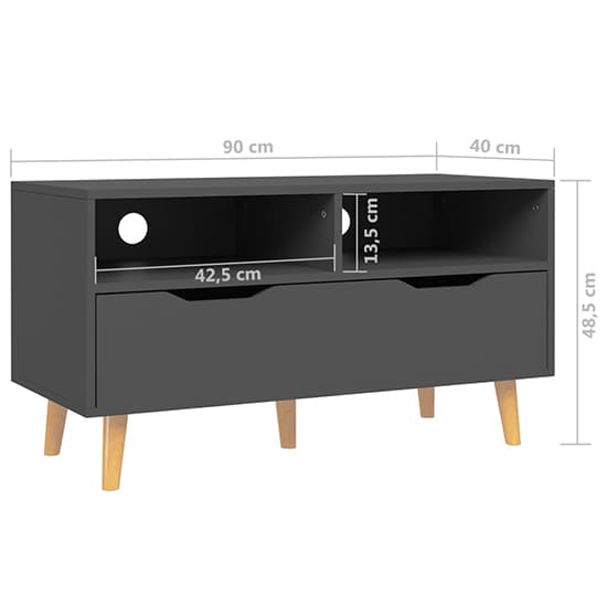 Tevy Wooden TV Stand With 1 Drawer 2 Shelves In Grey_5
